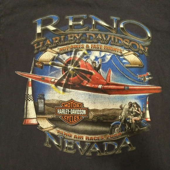 '08 Harley-Davidson Reno Nevada T-shirt blue S torn tag measurement - Picture 2 of 7